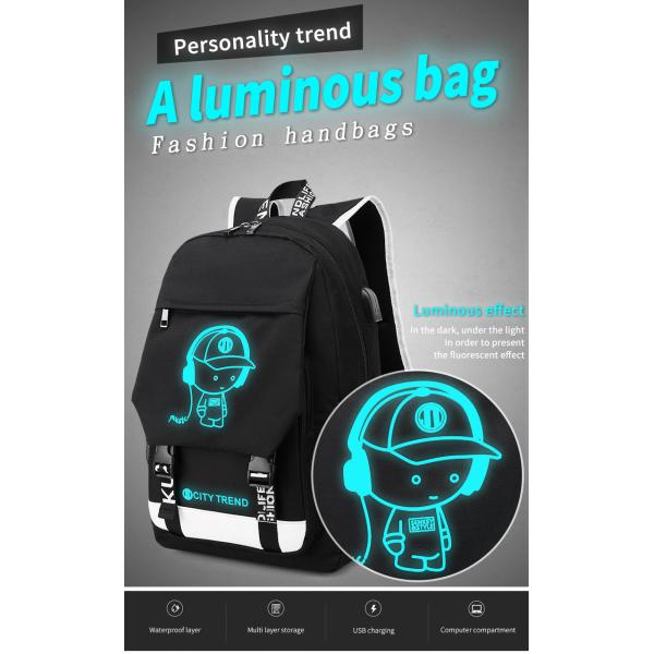 Factory wholesale custom fluorescent logo boys waterproof bookbag durable luminous student school bags backpack for men