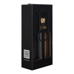 Matte Coating Embossing Double Wine Bottle Gift Boxes With Handle