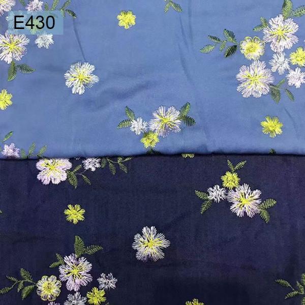 40% POLY 60% RAYON Embroidered Jean Denim Fabric Dark Blue