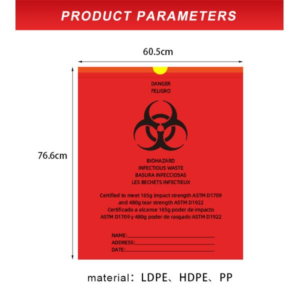 Drawstring SGS Medical Waste Bags Biohazard Garbage Customize Size