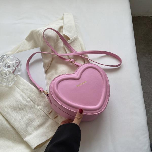 Women Heart Shape Small Leather Crossbody Bag With Shoulder Strap