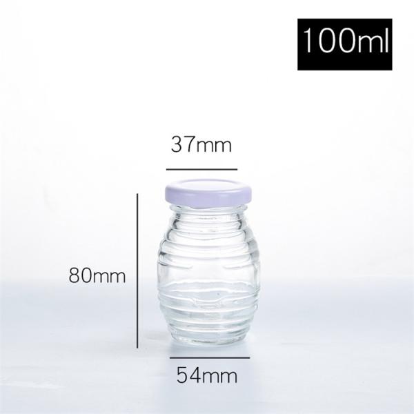 Bee Shape Little Glass Jars , Fancy Threaded Round Glass Jar With Lid