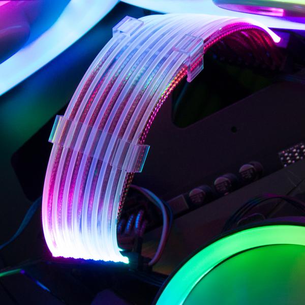 8-Pin RGB PSU Extension Cable Kit GPU Addressable ARGB Extension Sleeved Cable Kit Custom Power Supply Braided For Case