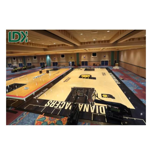 Removable Solid Hardwood Sports Flooring - Custom Logo Indoor Basketball/Volleyball Court for Schools & Gyms