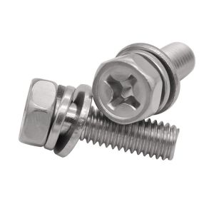 Quality SUS304 Cross Recessed Composite Screws Hex Head Stainless Steel Screw for sale