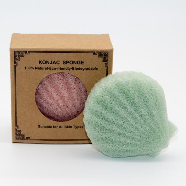 Sensitive Skin Washable Green Tea Konjac Sponge Exfoliator Face Wash Facial Cleanser