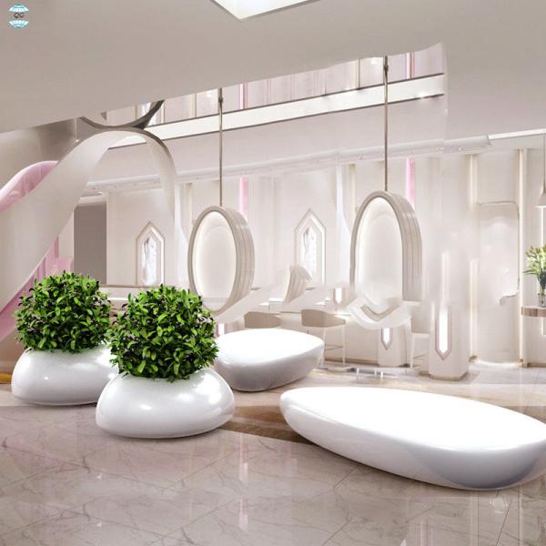 Lightweight Grey Fiberglass Resin Outdoor Furniture Set Fiberglass Table Chair Sets