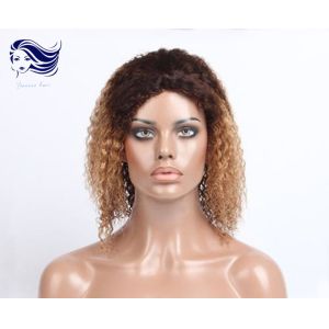 Quality Curly Human Hair Front Lace Wigs Short Human Hair Wigs Ombre Color for sale