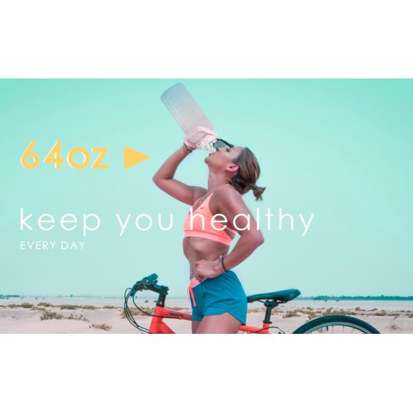 Large Half Gallon 64oz Motivational Water Bottle With Straw Time Marker BPA Free For Fitness