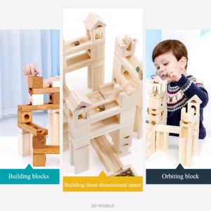 OEM Children'S Educational Wooden Marble Track Building Blocks ISO9001