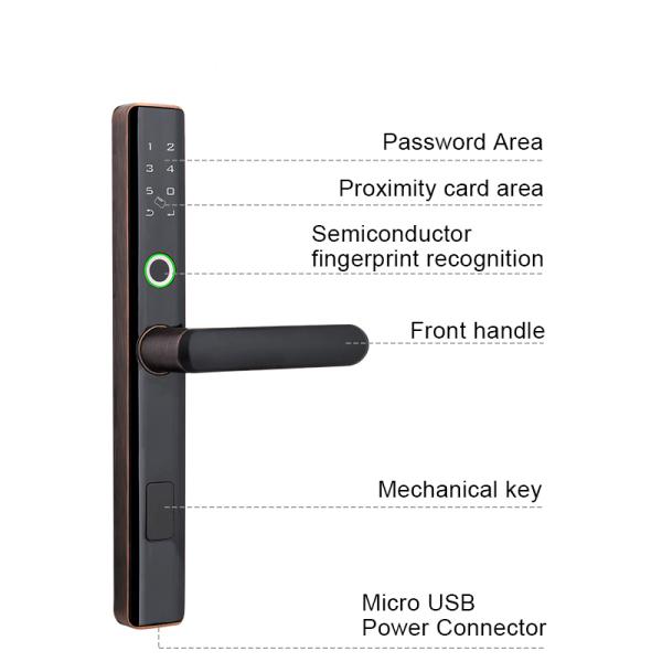 Zinc Alloy Tuya Magnetic Door Lock With Card Reader Fingerprint Sensor