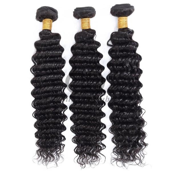 Natural Black Deep Wave Remy Human Hair Bundles Sew In Weave Bundles Brazilian Bundle Deals