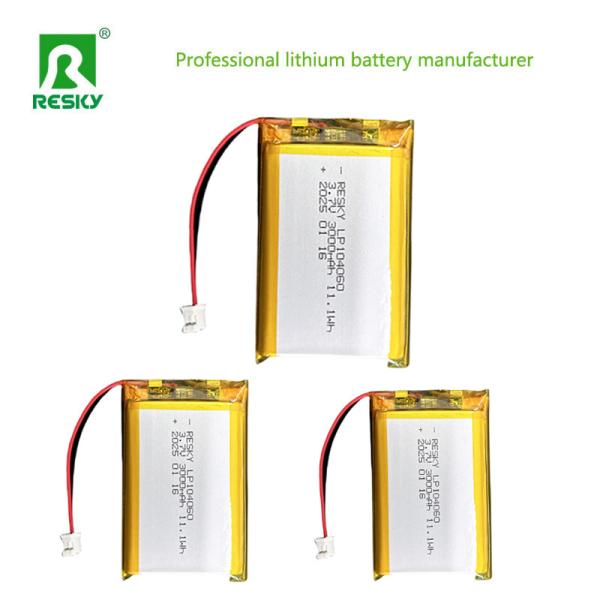 500 Cycles Lipo Battery Pack 104060 3000mAh 33.3wh 3.7V 11.1V
