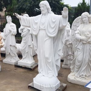 Quality Custom Marble Jesus Statues White Hand Carving Religious Natural Stone for sale