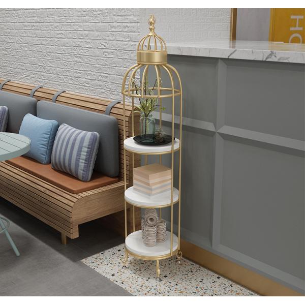 Rustproof Four Layers 32x136cm Metal Flower Stand Birdcage Shape