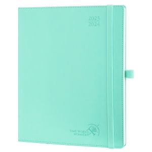 Quality Leatherette Paper Custom Academic Planner Large Writing Space Green for sale