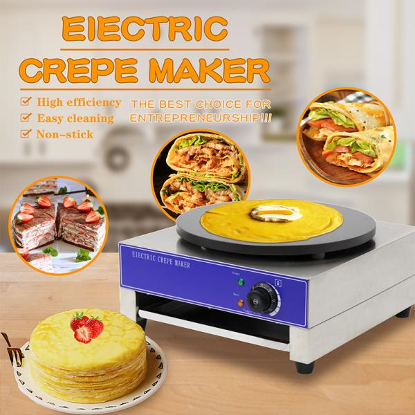 Restaurant 3000W Electric Crepe Maker 16 inch Large Crepe Machine with Flat Plate Griddle