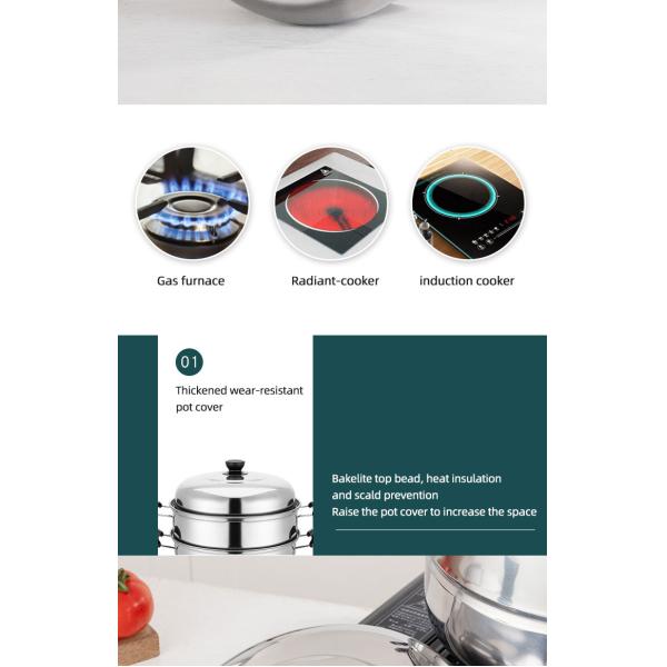 Best Selling Customized Logo 3 Layer induction 10-inch Stainless Steel Steamer Pot with Anti-Heat Handle