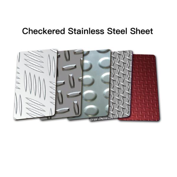 201 Checkered Stainless Steel Sheet With Double Row Floral Pattern