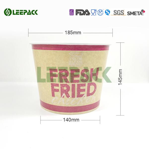 Disposable food grade paper popcorn buckets container for take away food packaging