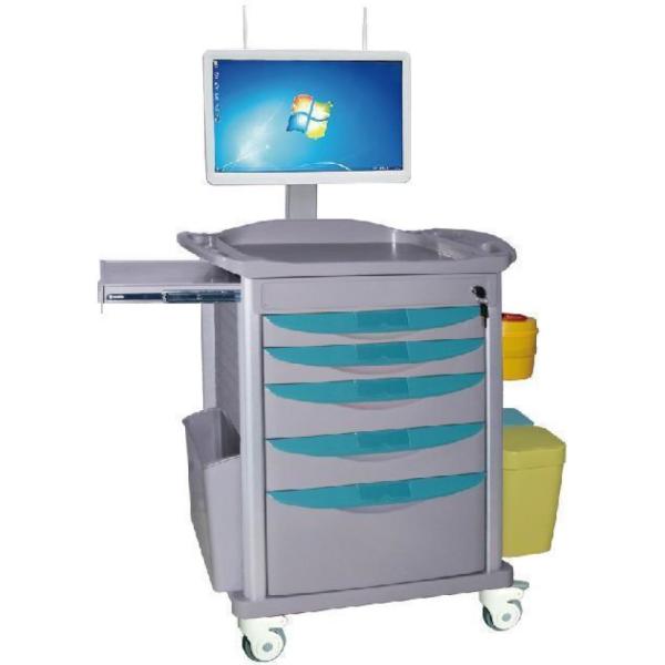 Integrated Wireless Medicine Emergency Crash Cart Nursing Trolley With Display Holder