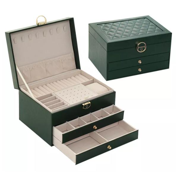 Greaseproof Leather Jewelry Packaging Box Varnishing Recyclable