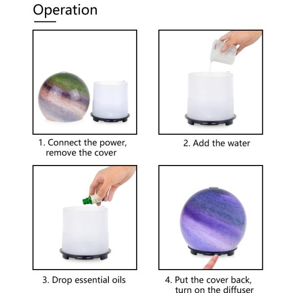 Handmade Glass Essential Oil Diffuser , 200ml Glass Aromatherapy Diffuser