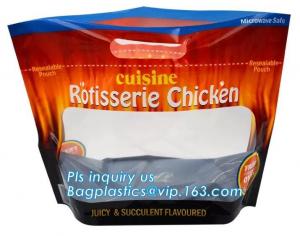 Quality Resealable Grease Proof Bags, Grilled Chicken Bag, Stand Up Roasted  Packaging, Hot Roast Pouch Anti Fog for sale