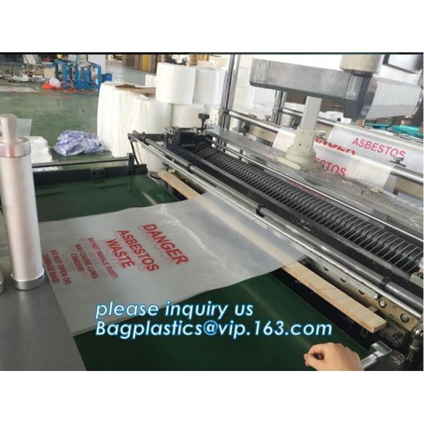 PE asbestos yard waste bags,hazard waste disposal bags,Customized danger warning printing clear polythene LDPE asbestos