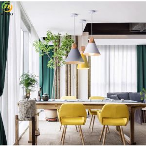 E26 Wood Aluminum Modern Pendant Light For Hotel / Living Room / Showroom