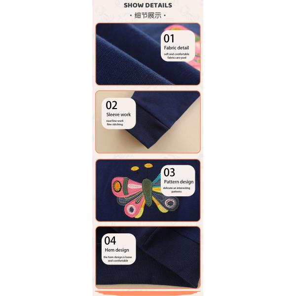 Autumn girls Patch Butterfly Sweatshirt wholesale Spring Winter long-sleeved toddler girl clothing pulloverb