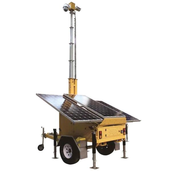 Gym Mobile Portable CCTV Solar Powered Trailer With PTZ Dome Cameras