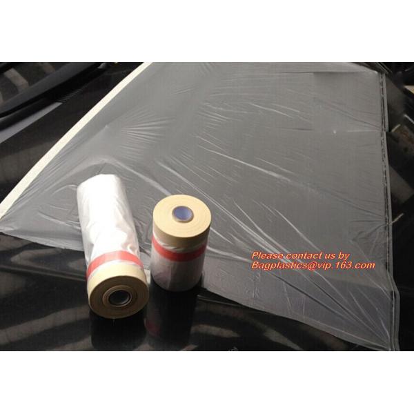 Crepe paper tape masking film, Pre-folded Plastic Film Reel, Pre-taped Plastic bulk roll, hot sale car paint window pr