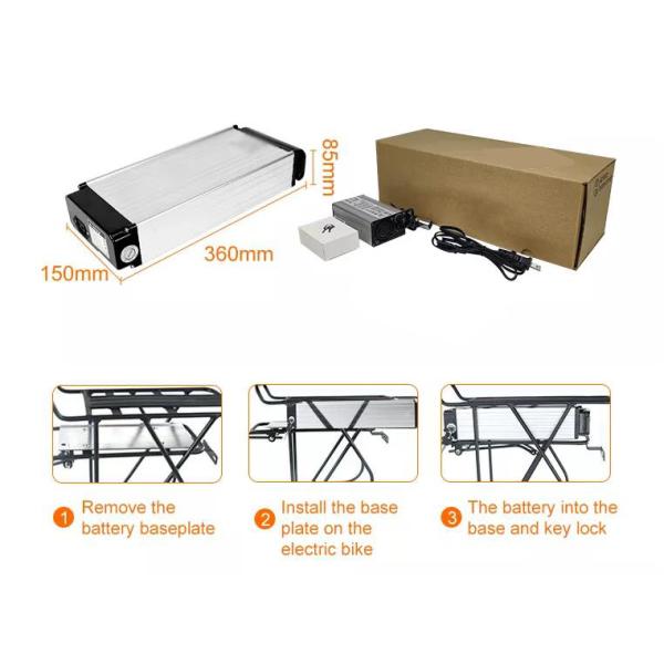 250W 500W Silver Rear Rack Rechargeable Ebike Battery