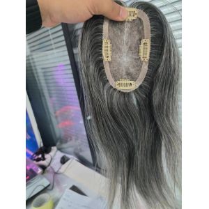 Buy cheap Small size mono topper 100% human hair grey color women topper for hairloss from wholesalers