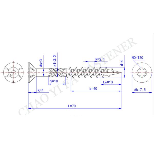 A2 A4 Stainless Steel Screws Trox Drive , Type 17 Decking Screws With Ribs Helix
