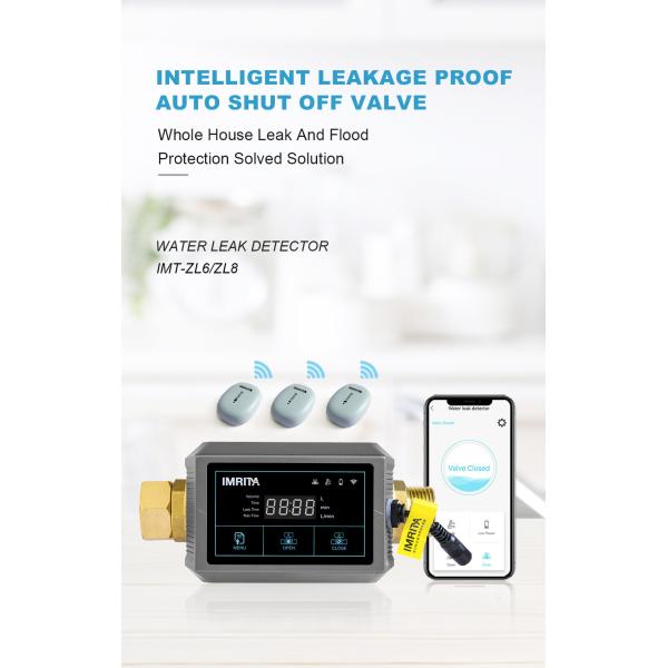 Home Pipe line Leakproof 160L Water Detection System ,Auto Shut Off Valve Water Detection Sensor