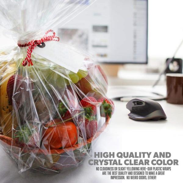 Recyclable Clear Cellophane Gift Basket Bags Moisture Proof For Fruit Shop
