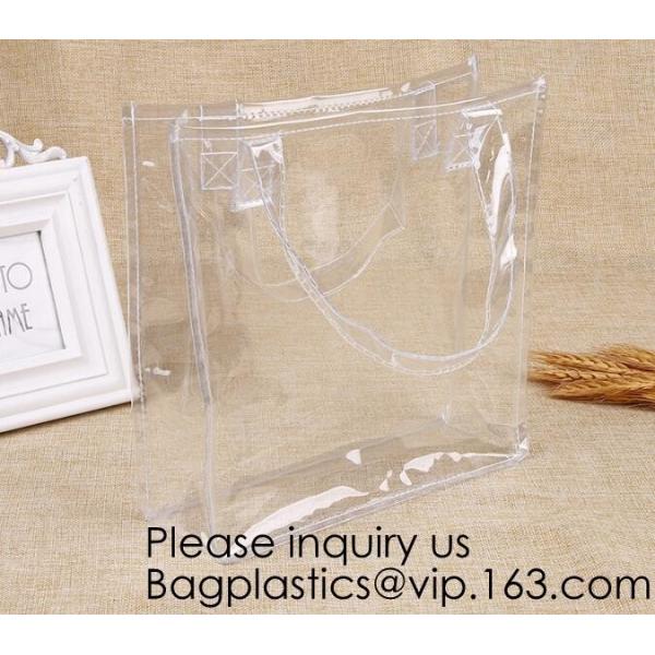 Manufacturer Custom Logo Transparent Clear PVC Plastic Portable Packaging Promotional Gifts Shopping Tote Bag, bagease