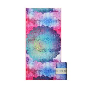 Non Slip Printed Microfiber Yoga Mat Towel With Silicone Dots