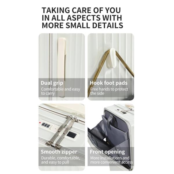 2in1 Set includes 14-inch,20-inch luggage with Scratch-Resistant Material Front-Open Pocket Laptop Trolley Carry-On Size Luggage Supplier with Hidden