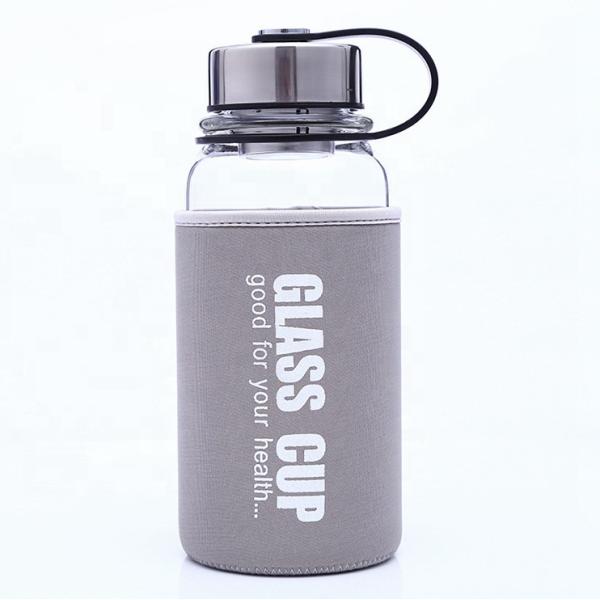 850ml/1000ml Big Size Sports Glass Bottles Durable High Borosilicate Unbreakable Glass Water Bottle 1 Liter With Nylon Sleeve Against Leaks And Spills