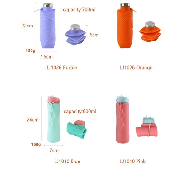 BPA Free Collapsible Silicone Water Bottle For Outdoor Sport 500ml Capacity