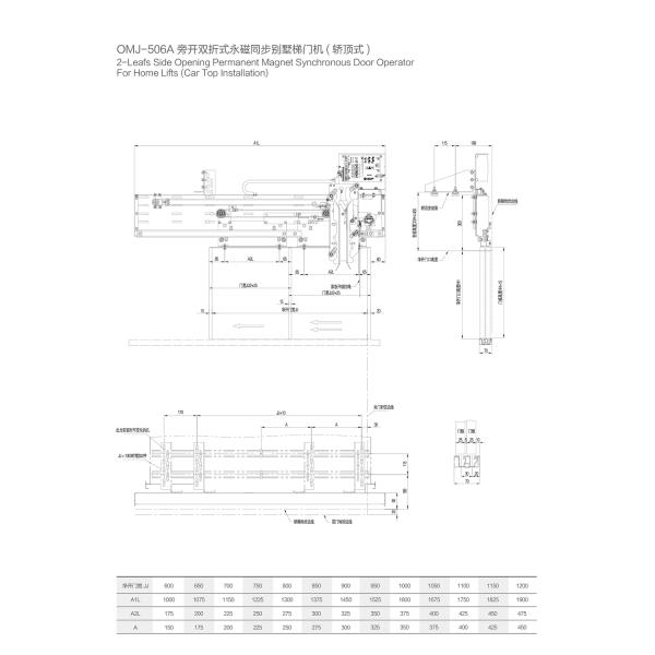 2-Leafs Side Opening Permanent Magnet Synchronous Door Operator for Elevators
