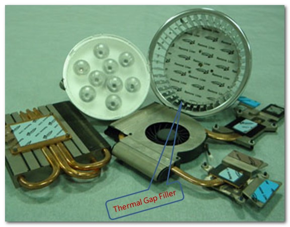Ultra Thin Adhesive Thermal Gap Filler For LCD Led TV / Lamps Compressible for Telecommunication hardware and LED light
