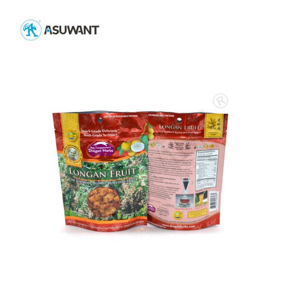 Reclosable Mylar Food Bags Plastic Zipper Sealed Laminated Layer Material