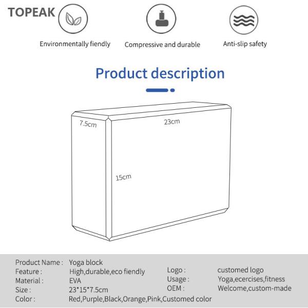 Pilates High Density Yoga Blocks 30x20x5 9x6x3 4"X6"X9" Eva Foam Brick