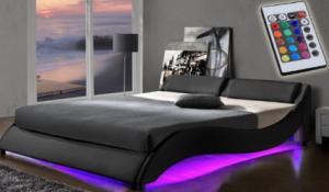 China 4ft PU Fabric LED Upholstered Bed Frame Ottoman ODM OEM Bedroom Furniture on sale