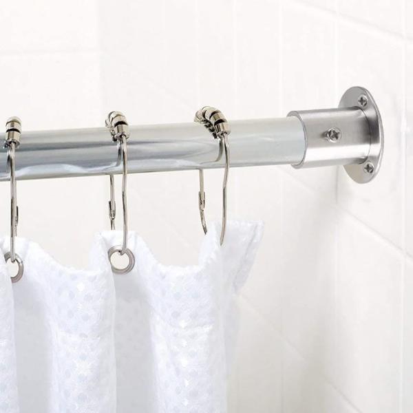 Stainless Steel Closet Rod Flange Set Socket Die Casting Wardrobe Shower Curtain Rod Bracket