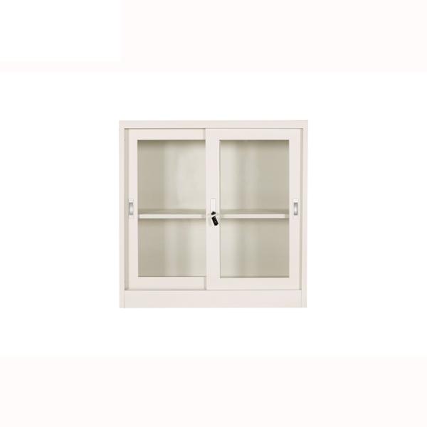 Two Glass Doors Modern Living Room Book Shelf With Handle Lock